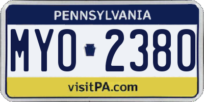 PA license plate MYO2380