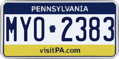 PA license plate MYO2383