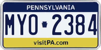 PA license plate MYO2384