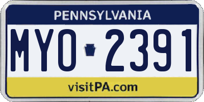 PA license plate MYO2391