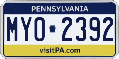 PA license plate MYO2392