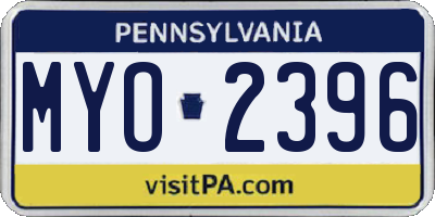 PA license plate MYO2396