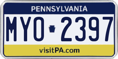 PA license plate MYO2397