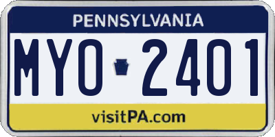 PA license plate MYO2401