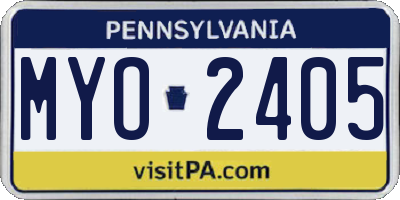 PA license plate MYO2405