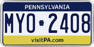 PA license plate MYO2408