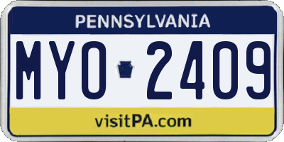 PA license plate MYO2409