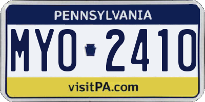PA license plate MYO2410