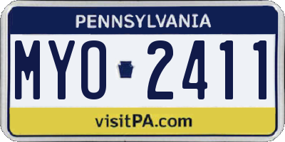 PA license plate MYO2411
