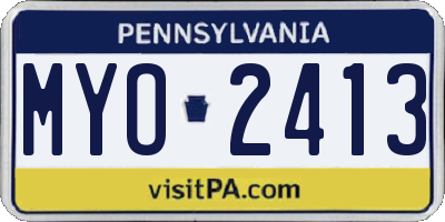 PA license plate MYO2413