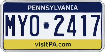 PA license plate MYO2417