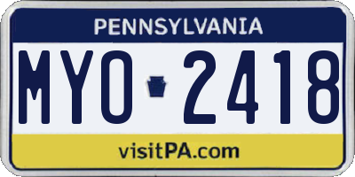 PA license plate MYO2418