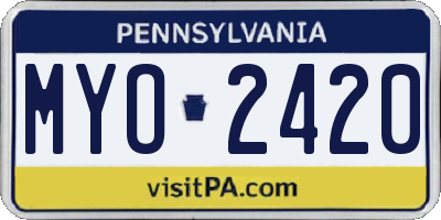 PA license plate MYO2420