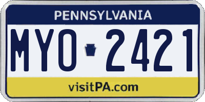 PA license plate MYO2421