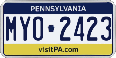 PA license plate MYO2423
