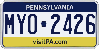 PA license plate MYO2426