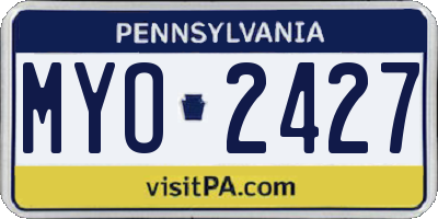PA license plate MYO2427