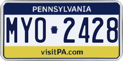 PA license plate MYO2428