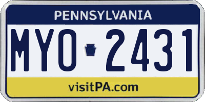 PA license plate MYO2431
