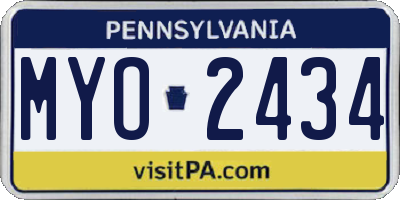 PA license plate MYO2434