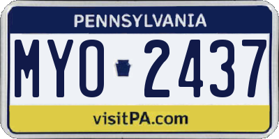 PA license plate MYO2437