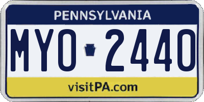 PA license plate MYO2440