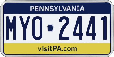 PA license plate MYO2441
