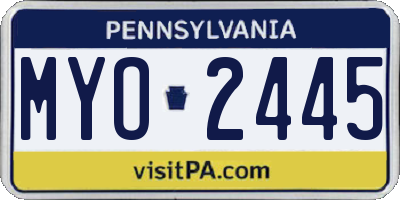 PA license plate MYO2445