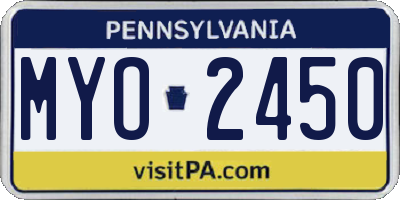 PA license plate MYO2450