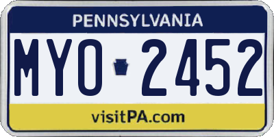 PA license plate MYO2452