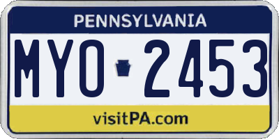 PA license plate MYO2453