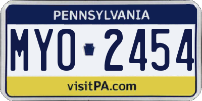 PA license plate MYO2454