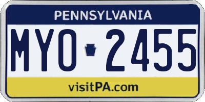 PA license plate MYO2455