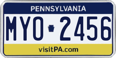 PA license plate MYO2456