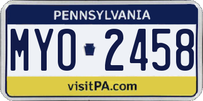 PA license plate MYO2458