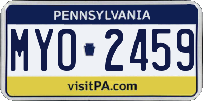 PA license plate MYO2459