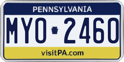 PA license plate MYO2460