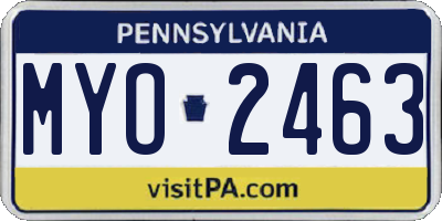 PA license plate MYO2463