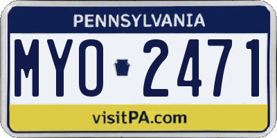 PA license plate MYO2471