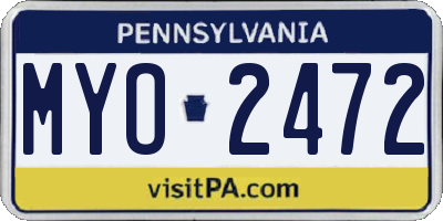 PA license plate MYO2472
