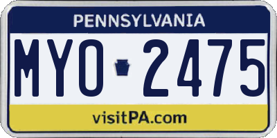 PA license plate MYO2475