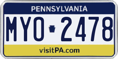 PA license plate MYO2478