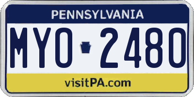 PA license plate MYO2480
