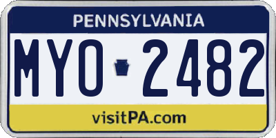 PA license plate MYO2482
