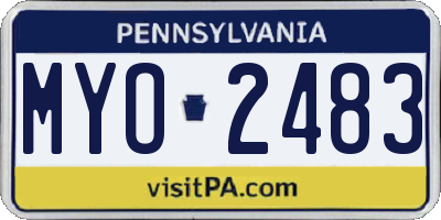 PA license plate MYO2483