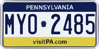 PA license plate MYO2485