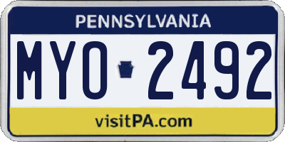 PA license plate MYO2492