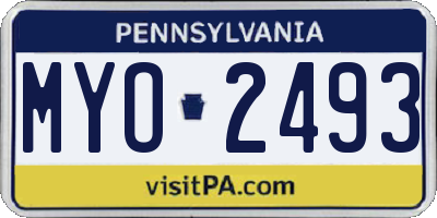 PA license plate MYO2493