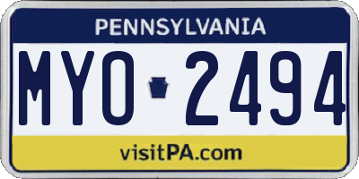 PA license plate MYO2494