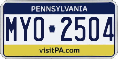 PA license plate MYO2504